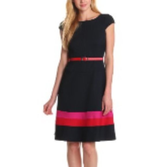 Anne Klein AK Blue Color Banded Hem Swing Career Dress, size 4 - Picture 5 of 6